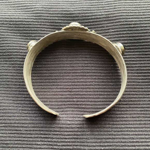 Vintage Sterling Silver Triple Onyx Stone Cuff Bracelet. Trading Post. 925. - Picture 11 of 16